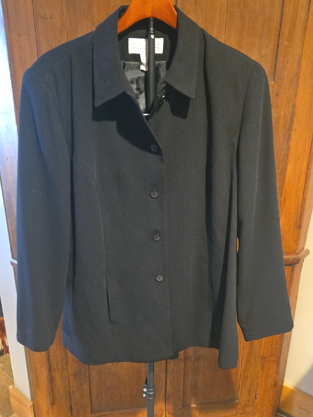 Women's Black Button-Front Blazer Jacket